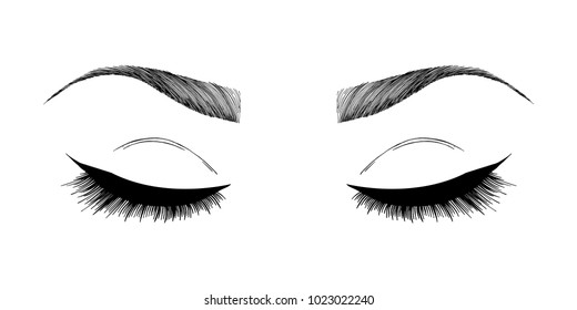 Illustration Womans Eyes Eyebrows Eyelashes Makeup Stock Vector ...