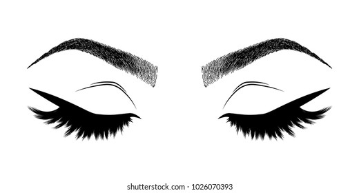 Illustration Womans Eyes Eyelashes Eyebrows Makeup Vector De Stock Libre De Regalías 2742