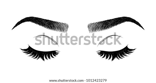 Illustration Womans Eyes Eyebrows Eyelashes Makeup Stock Vector ...