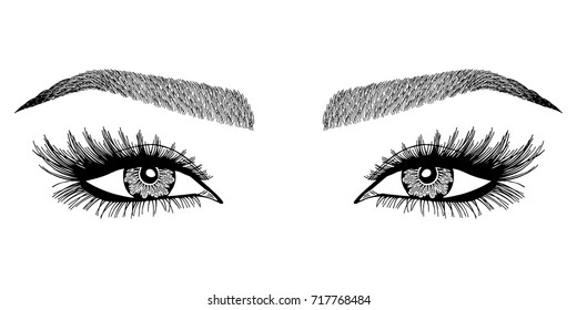 Illustration Womans Eyes Eyebrows Makeup Look Stock Vector Royalty Free 702468076 9242