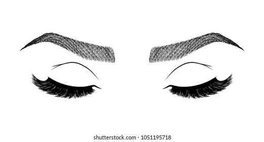 Illustration Womans Eyes Eyelashes Eyebrows Makeup Stock Vector Royalty Free 1051195718 1495