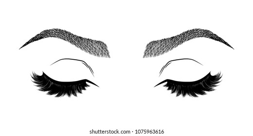 Illustration Womans Eyes Eyelashes Eyebrows Makeup Stock Vector Royalty Free