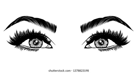 Woman Eyes Long Eyelashes Hand Drawn Stock Vector Royalty Free 1167198271 7913