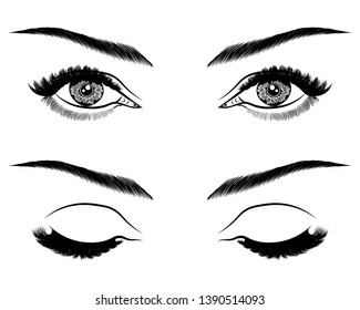 Handdrawn Womans Sexy Makeup Look Perfectly Stock Vector (Royalty Free ...