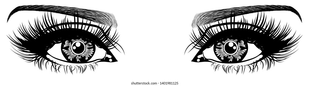 Illustration Womans Eyes Eyelashes Eyebrows Makeup Vetor Stock Livre De Direitos 1401981125 6347