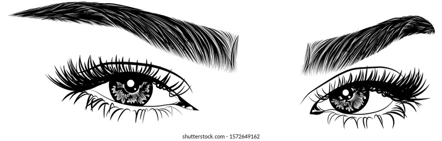 Illustration Womans Eyes Eyelashes Eyebrows Makeup Stock Vector Royalty Free 1383314468 2284
