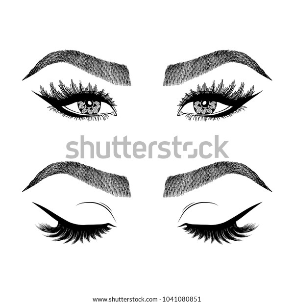 Illustration Womans Eyes Eyelashes Eyebrows Makeup Vetor Stock Livre De Direitos 1041080851 8702