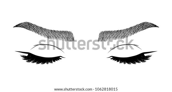 Illustration Womans Eyes Eyelashes Eyebrows Makeup Stock Vector Royalty Free 1062818015 1256