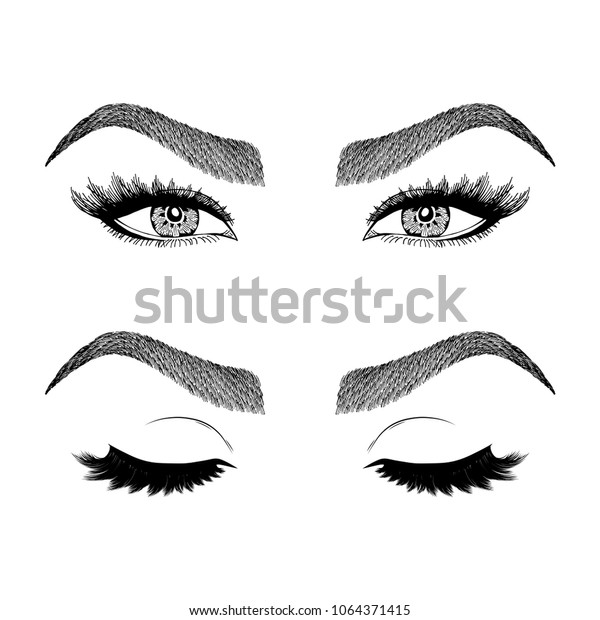 Illustration Womans Eyes Eyelashes Eyebrows Makeup Stock Vector Royalty Free 1064371415 2273