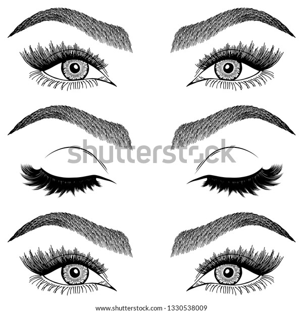 Illustration Womans Eyes Eyelashes Eyebrows Makeup Stock Vector Royalty Free 1330538009 8827