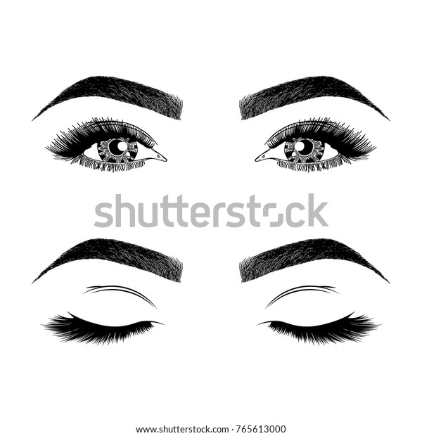 Illustration Womans Eyes Eyelashes Eyebrows Makeup Stock Vector Royalty Free 765613000 9768