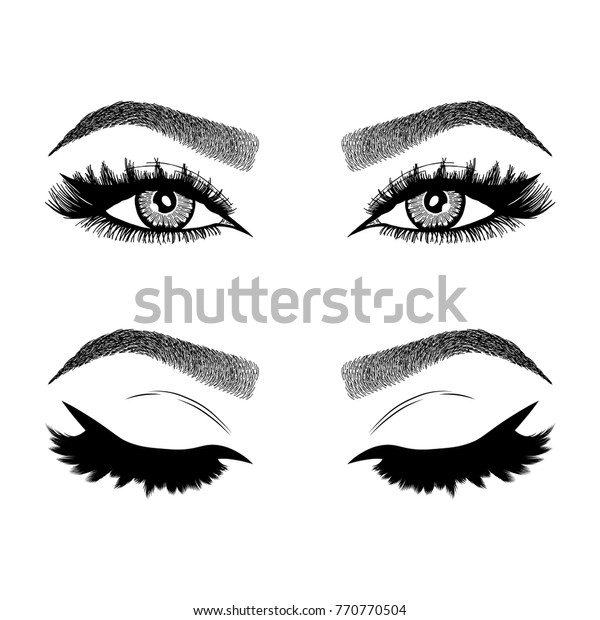 Illustration Womans Eyes Eyelashes Eyebrows Makeup Stock Vector Royalty Free 770770504 8080