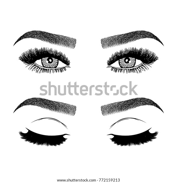 Illustration Womans Eyes Eyelashes Eyebrows Makeup Stock Vector Royalty Free 772159213 3297