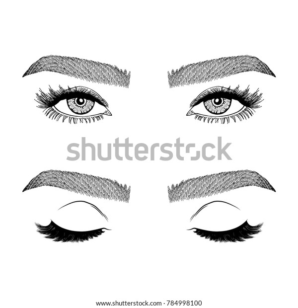 Illustration Womans Eyes Eyelashes Eyebrows Makeup Stock Vector Royalty Free 784998100 0825