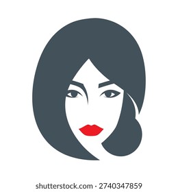 Illustration of a womans face with bold red lips