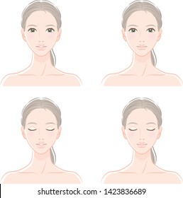 Ilustración de la expresión facial de una mujer