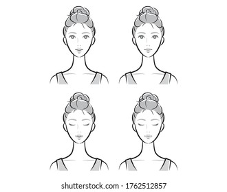 Ilustración de la expresión facial de una mujer