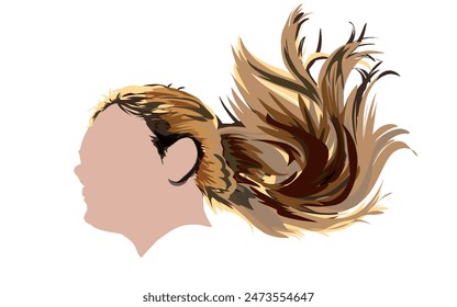 illustration of a woman's face with long hair without a background