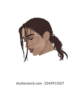 illustration of a woman's face portrait from the side