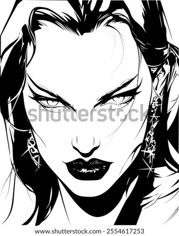illustration of woman's face with seductive look.