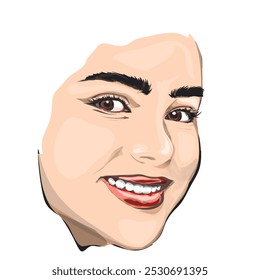 illustration of a woman's face smiling happily