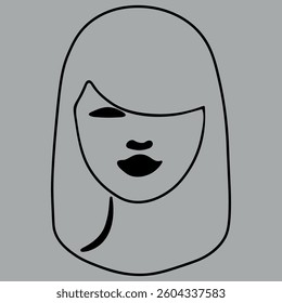 Illustration of a woman's face with stylish makeup and glamourous features in a black silhouette, showcasing beauty, fashion, and elegance
