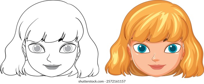 Illustration of a woman's face in two styles