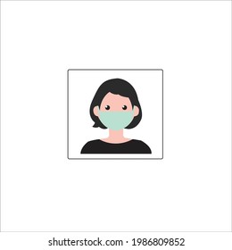 
Ilustración de la cara de una mujer usando una máscara en su cara para protegerse del virus