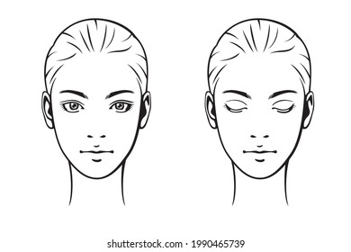 Ilustración del rostro de la mujer. Gráfico vectorial