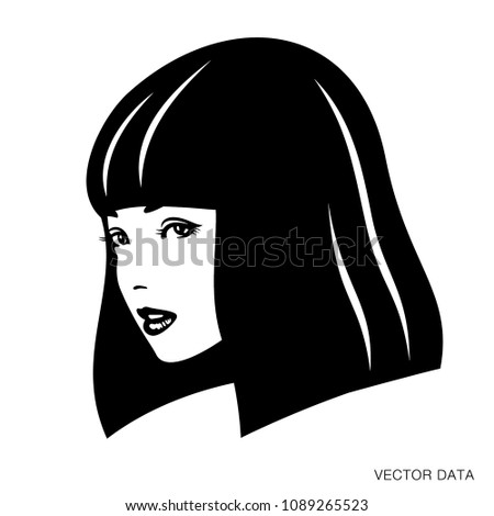 Illustration of woman's face. Vector graphic