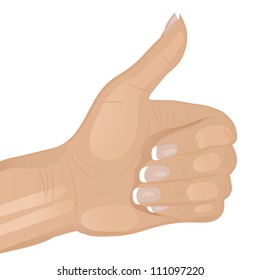 Illustration of a woman's  hand doing a thumbs up. File EPS(10)