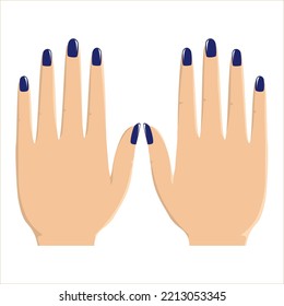 illustration of a woman's hands with manicure with rounded nails

