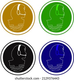 Illustration of a woman's icon design with a headset, suitable for customer service symbols, call centers and more.
