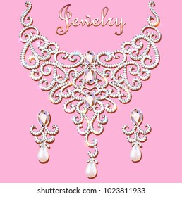 illustration of a woman's necklace with precious stones
