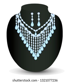 illustration of a woman's necklace with precious stones