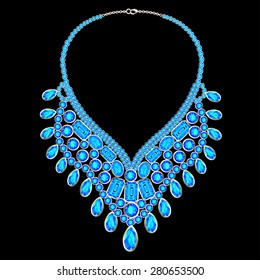 illustration of woman's necklace with precious stones