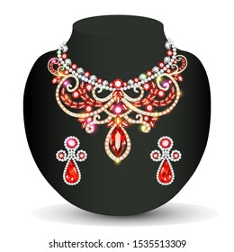 Illustration of a woman's necklace sparkling shiny beautiful wed