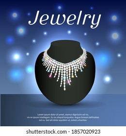 Illustration of a woman's necklace sparkling shiny beautiful wedding