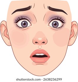 Illustration of a Woman's Shocked and Frightened Facial Expression