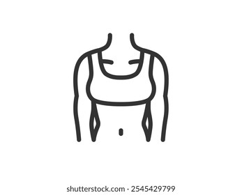 Ilustración del icono del cuerpo tonificado de una mujer (dibujo de línea).