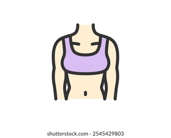 Ilustración del icono del cuerpo tonificado de una mujer (color de dibujo de línea).