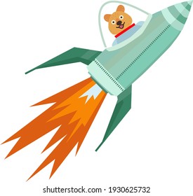 illustration of a wombat astronaut in a rocket