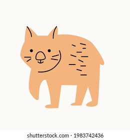 Illustration of a wombat on an isolated background. Dusty pastel colors. Modern flat style