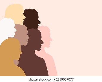 An illustration of women of color for Womens day. Place for text.