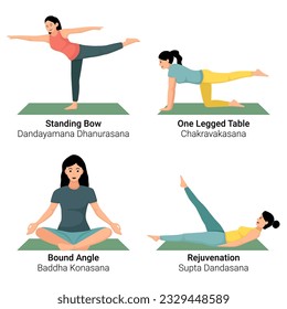 Illustration of women doing yoga pose exercises