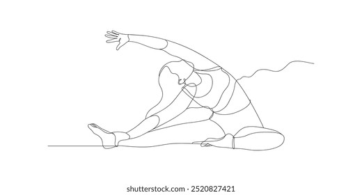 La ilustración de mujeres haciendo yoga con estilo de línea única. Que se hace a mano dibujado con una sola línea. Esta línea de arte se puede utilizar para la publicidad, logotipo, icono, etc.