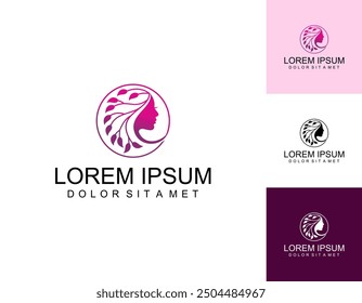 Illustration of women hair style icon logo vector template