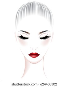 illustration of women hair style and make up face on white background, vector