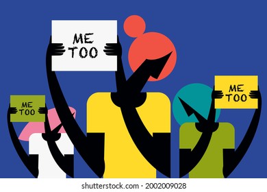 Illustration of  women holding a 'Me Too' placard