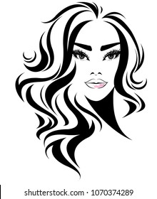 Illustration Women Long Hair Style Icon Stock Vector (Royalty Free ...